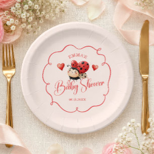 A Little Love Bug Is On The Way Baby Shower Paper Plate