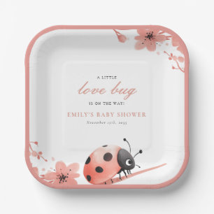 A Little Love Bug Is On The Way Baby Shower Paper Plate