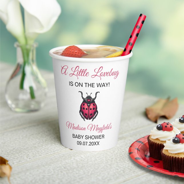A Little Love Bug Is On The Way Ladybug Paper Cups (Creator Uploaded)
