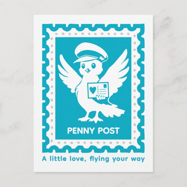 A Little Love Flying Your Way Penny Post Postcard (Front)