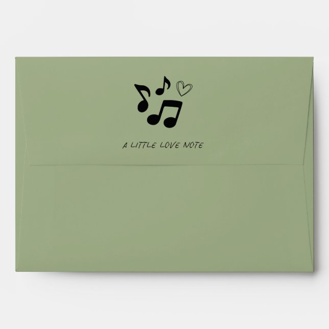'A Little Love Note' Calming Sage Green Wedding  Envelope (Back (Top Flap))