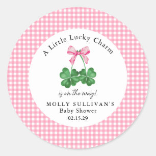 A Little Lucky Charm Shamrock Baby Shower Classic Round Sticker