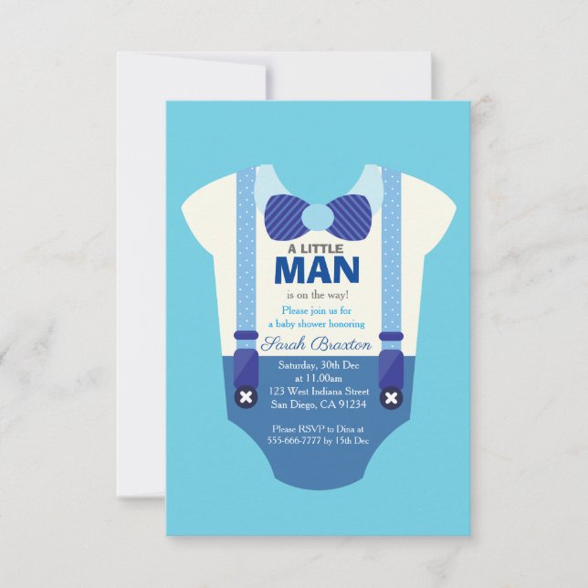 A little man baby shower invitation card (Front)