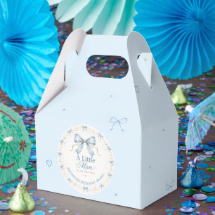 A Little Man Dusty Blue Bow Baby Boy Shower Paper  Favour Box