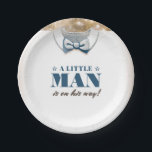 A Little Man is on His Way Baby Shower Paper Plate<br><div class="desc">It's a Boy - Little Man Baby Shower Paper Plates</div>