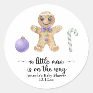 A little man is on the way! Christmas cookies Classic Round Sticker