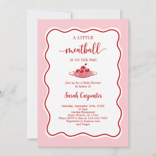 A Little Meatball Is On the Way Baby Shower Girl Invitation