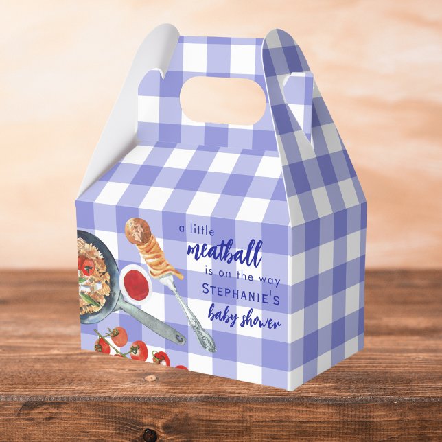 A Little Meatball Is On The Way Blue Baby Shower Favour Box (Creator Uploaded)