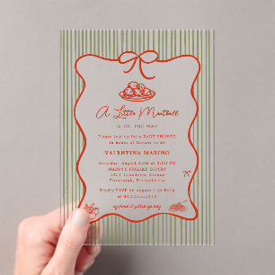 A Little Meatball is on the Way Doodle Baby Shower Acrylic Invitations