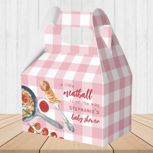 A Little Meatball Is On The Way Pink Baby Shower Favour Box