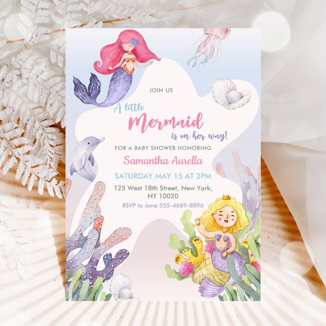 A Little Mermaid Baby Shower Mermaid Party Invitation (Creator Uploaded)