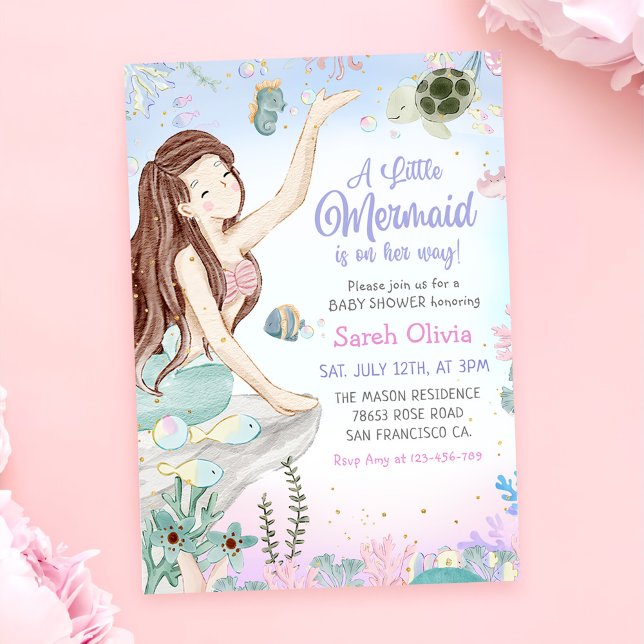 A Little Mermaid Girl Baby Shower Party  Invitation (Creator Uploaded)