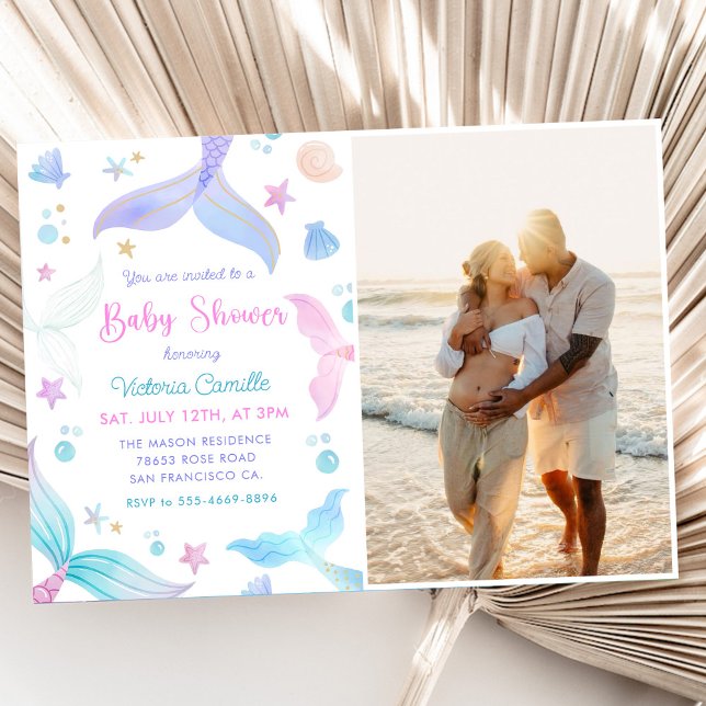 A Little Mermaid Girl Baby Shower Party Photo Invitation (Creator Uploaded)