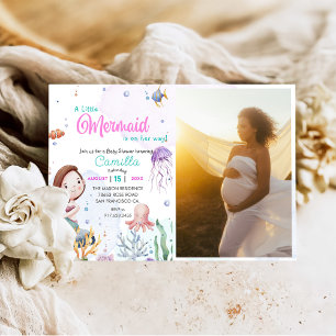 A Little Mermaid Girl Baby Shower Party Photo Invitation