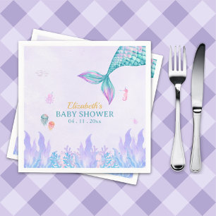 a Little Mermaid is on her way Girl Baby Shower Napkin