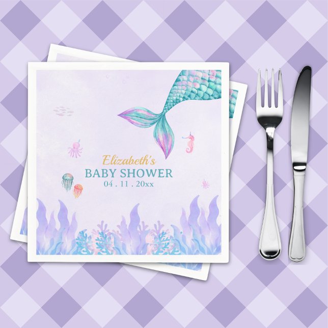 a Little Mermaid is on her way Girl Baby Shower Napkin (Creator Uploaded)