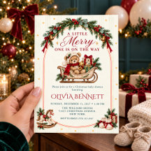 A Little Merry Christmas Baby Shower Teddy Bear