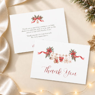 A Little Merry Christmas Baby Shower Thank You Card