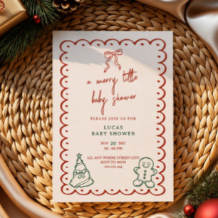 a little merry christmas handwritten baby shower invitation