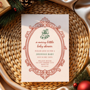 a little merry christmas handwritten baby shower invitation