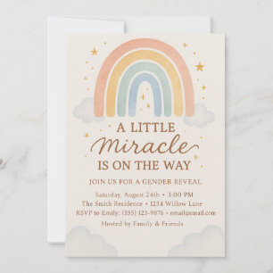 A Little Miracle Is On The Way  Gender Reveal  Invitation