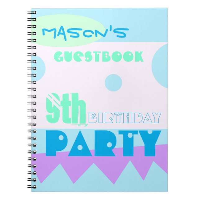 A Little Monster 9th Birthday Party Guestbook Spiral Notebook (Front)