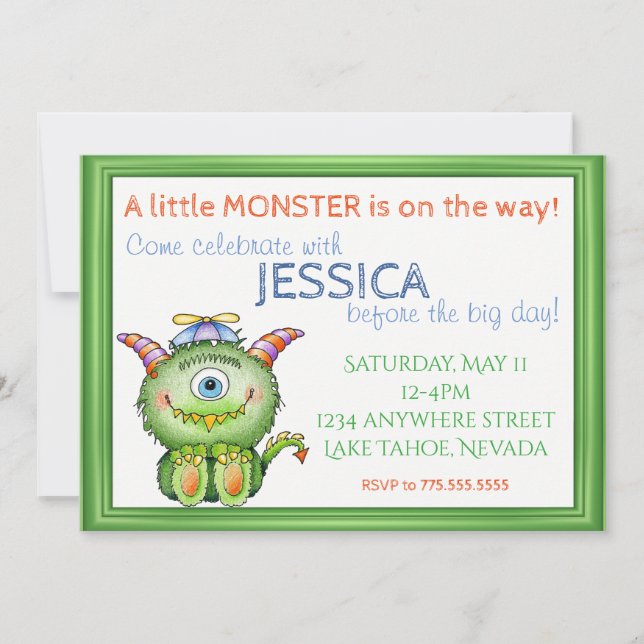 A little Monster Baby Shower Invitation (Front)
