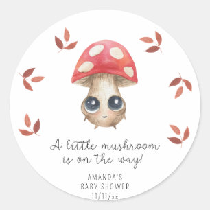 A little mushroom is on the way - Baby shower Classic Round Sticker