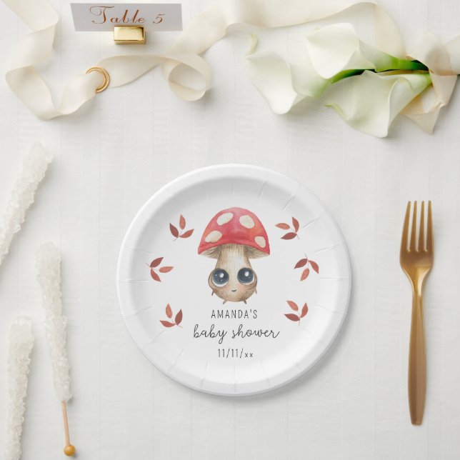 A little mushroom is on the way - Baby shower Paper Plate (Wedding)