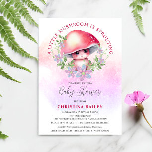 A Little Mushroom Is Sprouting Baby Shower Invitation