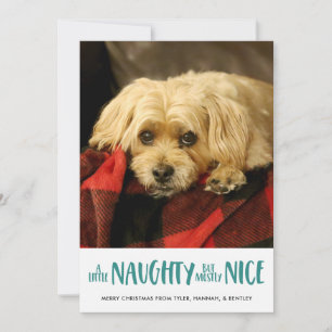 A Little Naughty   Aqua    Vertical Photo Holiday Card