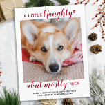 A Little Naughty Personalised Dog Pet Photo Holiday Postcard<br><div class="desc">A Little Naughty, but mostly Nice! Send cute and fun holiday greetings with this super cute personalised custom pet photo holiday card. Merry Christmas wishes from the dog with cute paw prints in a fun modern photo design. Add your dog's photo or family photo with the dog, and personalise with...</div>