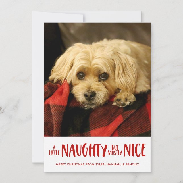 A Little Naughty | Red  | Vertical Photo Holiday Card (Front)