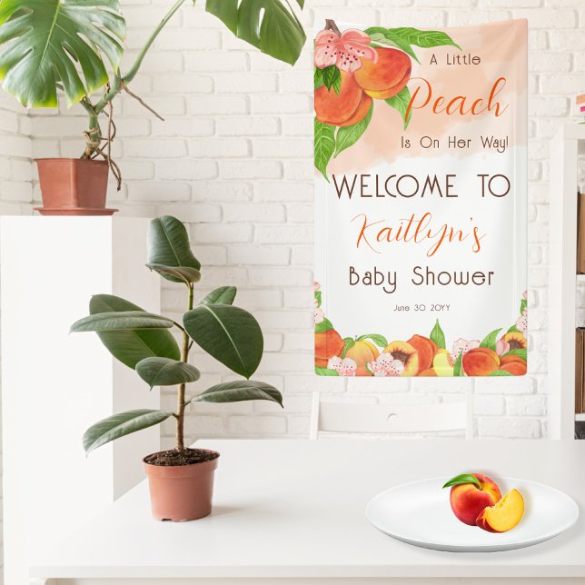 A Little Peach Is On Her Way Girl Baby Shower Banner (Creator Uploaded)