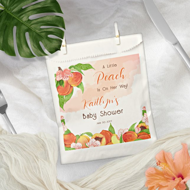 A Little Peach Is On Her Way Girl Baby Shower Favour Bags (Creator Uploaded)