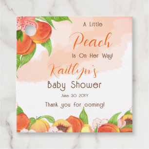 A Little Peach Is On Her Way Girl Baby Shower Favour Tags