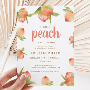 A Little Peach Is On The Way Baby Shower Invitation
