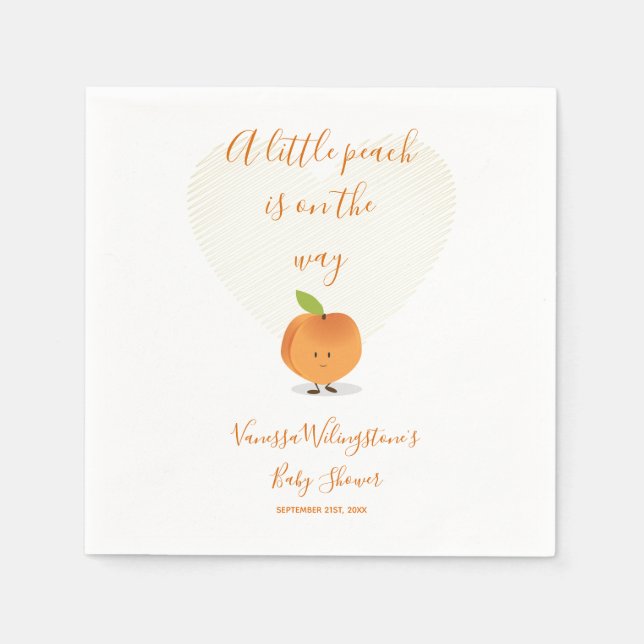 A Little Peach is on the way Baby Shower Napkin (Front)