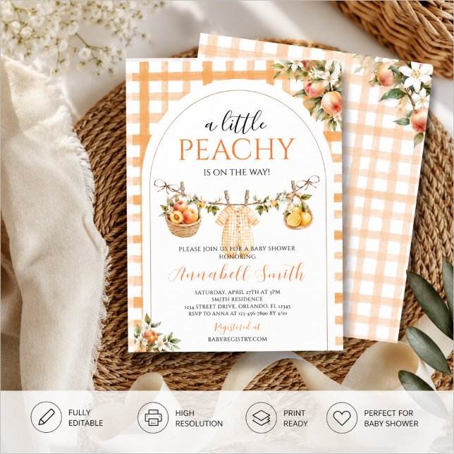 A Little PEACHY Baby Shower Invitation (Creator Uploaded)
