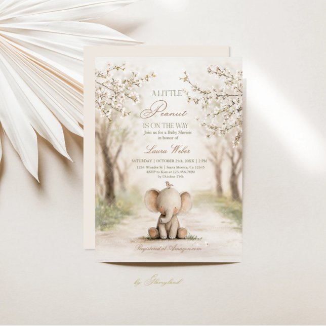 A little peanut Baby Shower Elephant  Invitation (Creator Uploaded)