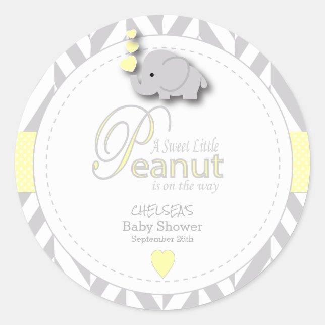 A Little Peanut Elephant Baby Shower Classic Round Sticker (Front)