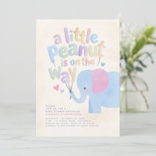 A Little Peanut Elephant Soft Pastel Baby Shower Invitation