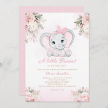 A Little Peanut Floral Elephant Girl Baby Shower  