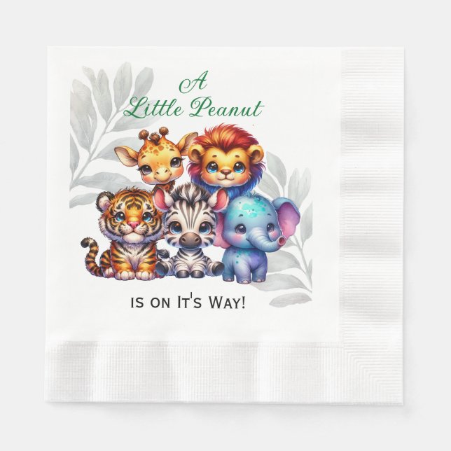 A Little Peanut is on It's Way | Baby Shower Napkin (Front)