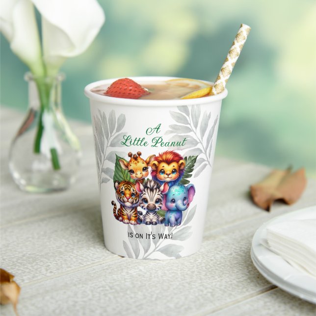A Little Peanut is on It's Way | Baby Shower Paper Cups (Insitu)