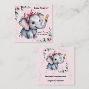 A Little Peanut Is On The Way Baby Registry Square Business Card