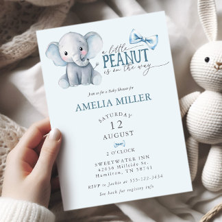 A Little Peanut is on the Way Elephant Baby Shower Invitation