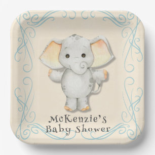 A little peanut is on the way elephant baby shower paper plate