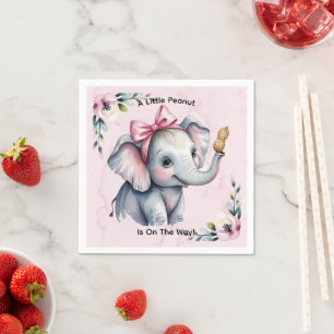 A Little Peanut Is On The Way Girl Baby Shower Napkin