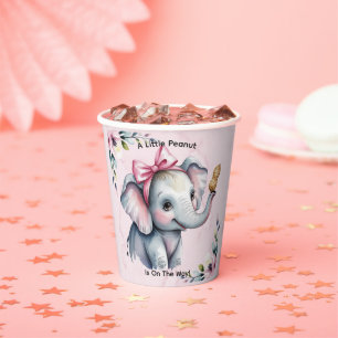 A Little Peanut Is On The Way Girl Baby Shower  Paper Cups